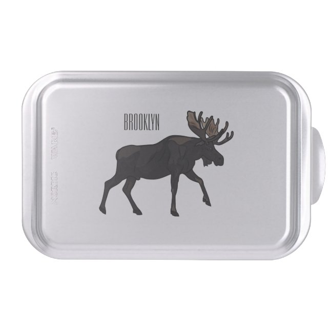 Moose cartoon illustration cake pan (Front)