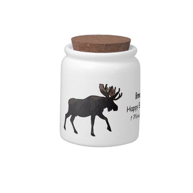Moose cartoon illustration candy jar (Left)
