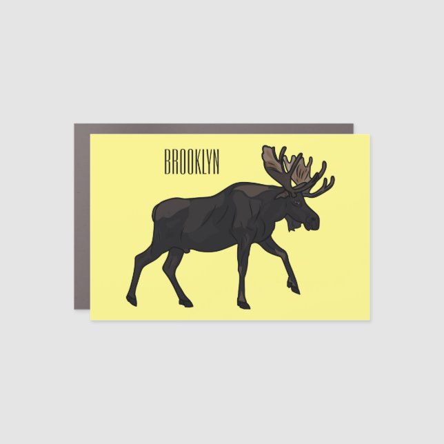 Moose cartoon illustration car magnet (Front)