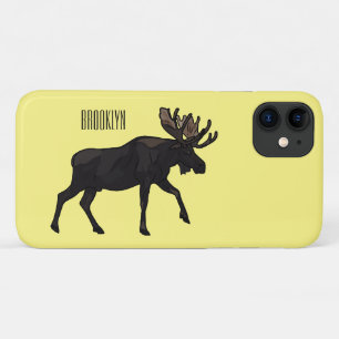 Moose cartoon illustration iPhone 11 case