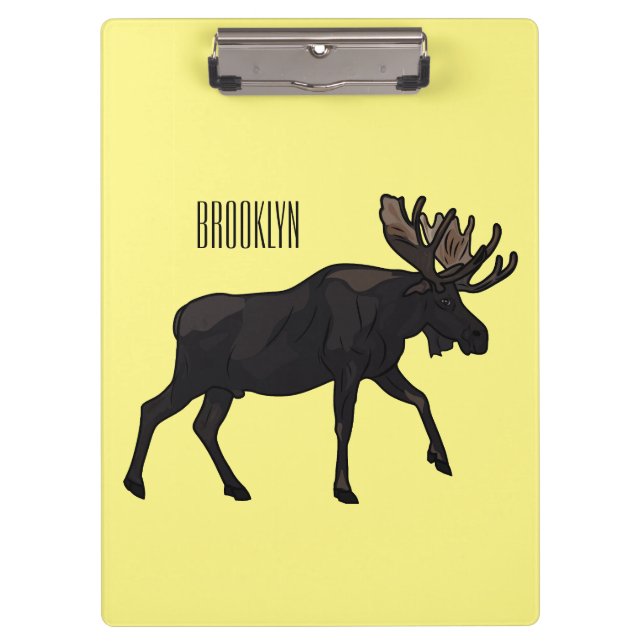 Moose cartoon illustration clipboard (Front)