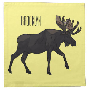 Moose cartoon illustration cloth napkin