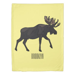 Moose cartoon illustration duvet cover