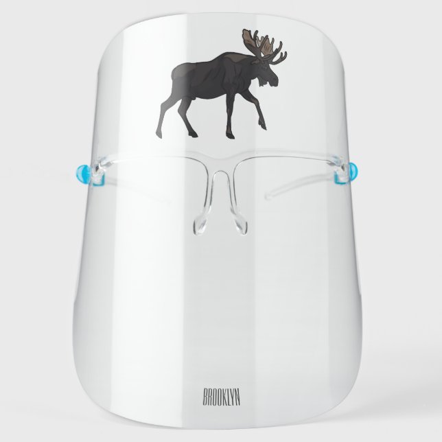 Moose cartoon illustration  face shield (Front)