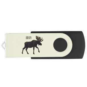 Moose cartoon illustration flash drive