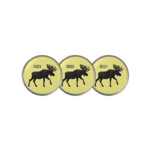 Moose cartoon illustration golf ball marker