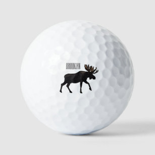 Moose cartoon illustration golf balls