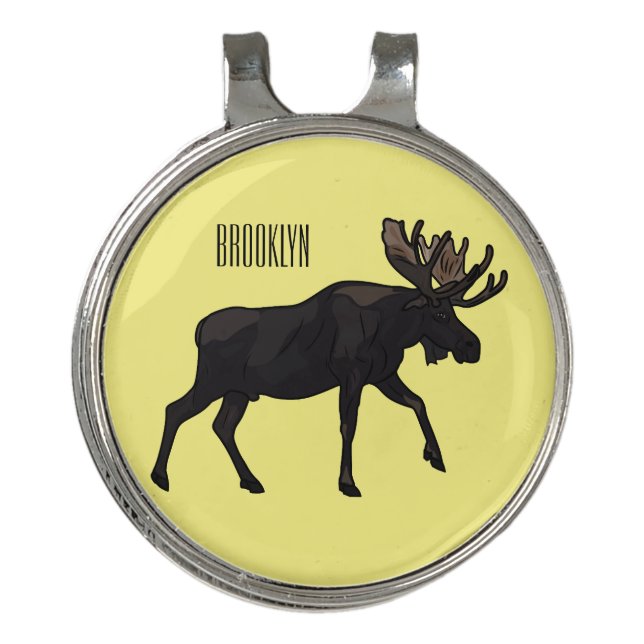 Moose cartoon illustration golf hat clip (Front)
