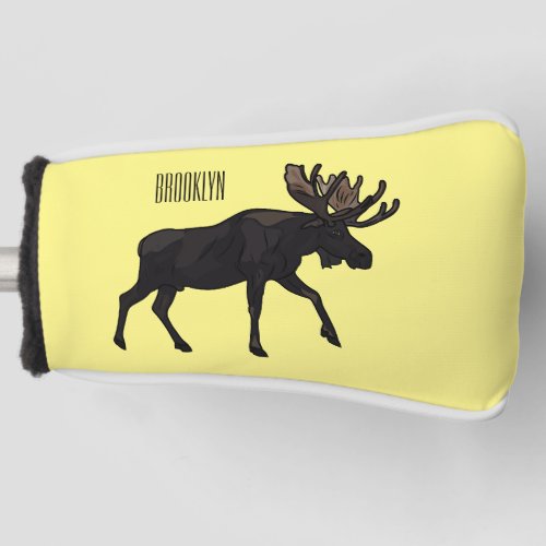 Moose cartoon illustration golf head cover