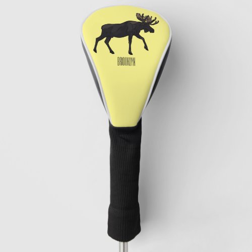 Moose cartoon illustration golf head cover