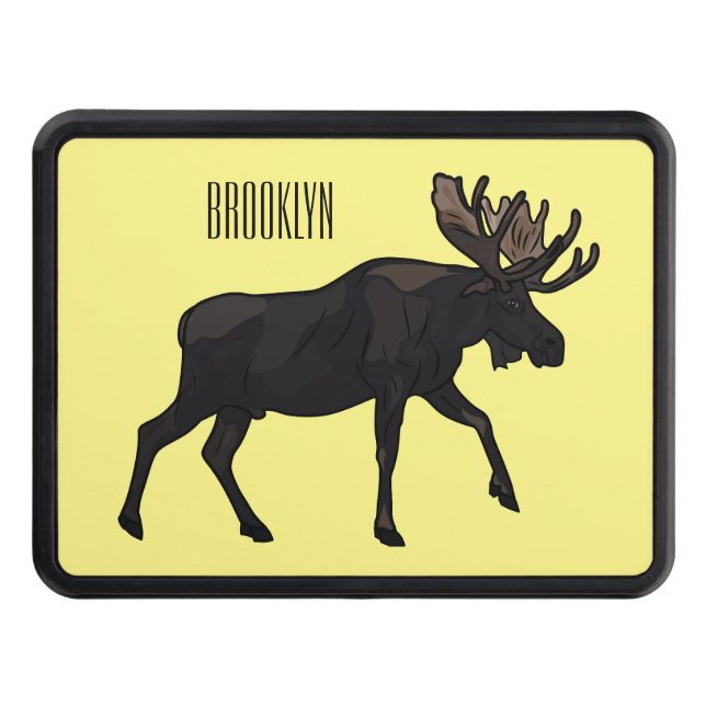 Moose cartoon illustration hitch cover (Front)