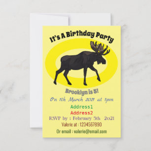 Moose cartoon illustration invitation