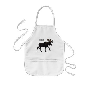 Moose cartoon illustration kids' apron