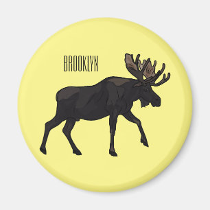 Moose cartoon illustration magnet