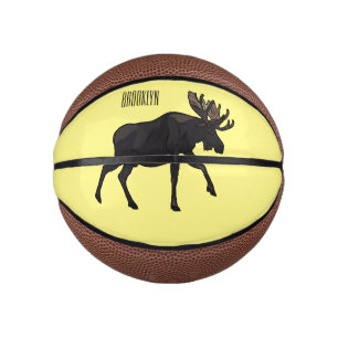 Moose cartoon illustration mini basketball
