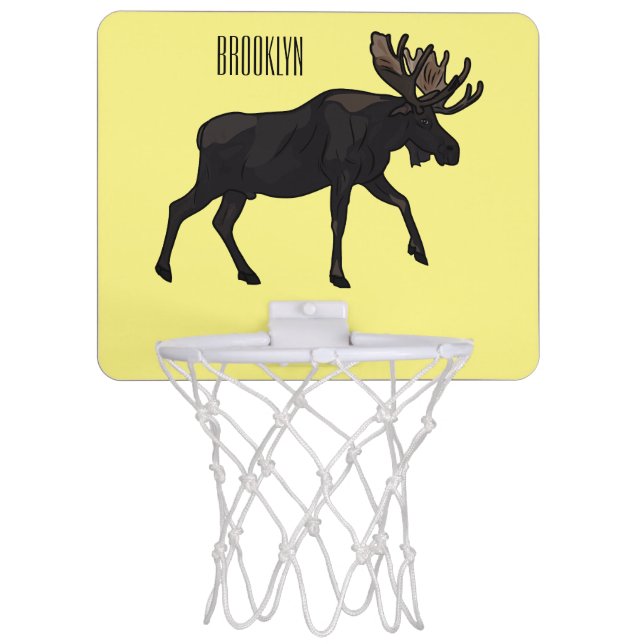 Moose cartoon illustration mini basketball hoop (Front)