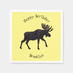 Moose cartoon illustration napkins