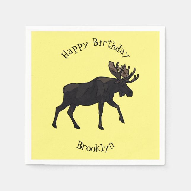 Moose cartoon illustration napkins (Front)