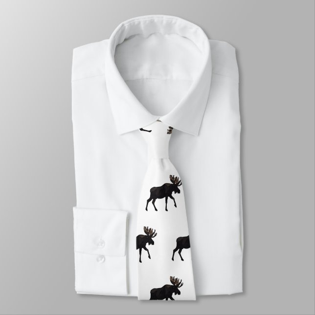 Moose cartoon illustration neck tie (Tied)