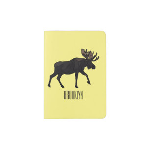 Moose cartoon illustration passport holder