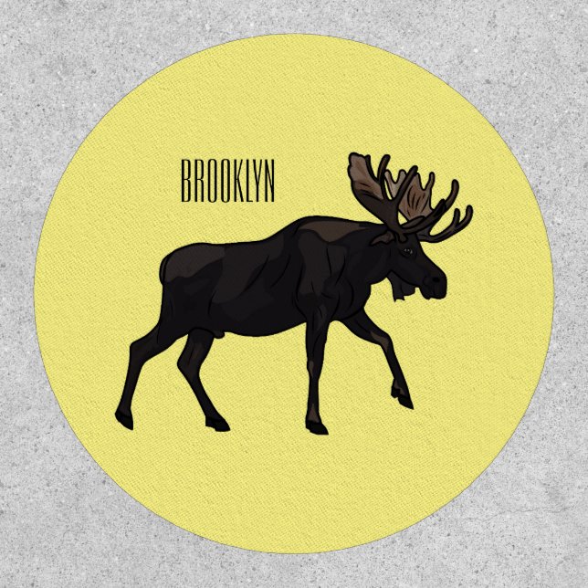 Moose cartoon illustration patch (Front)