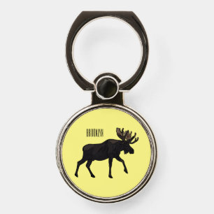 Moose cartoon illustration phone ring stand