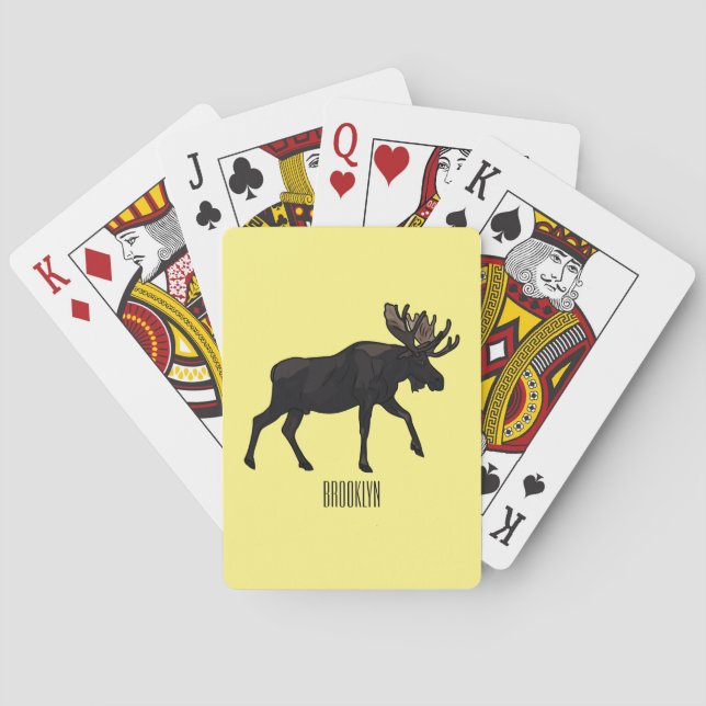 Moose cartoon illustration poker cards (Back)