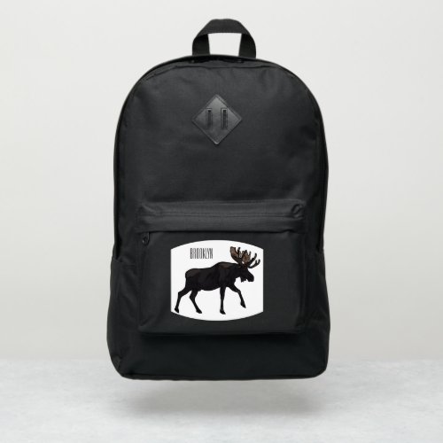 Moose cartoon illustration port authority backpack