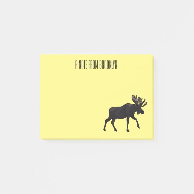 Moose cartoon illustration post-it notes (Front)