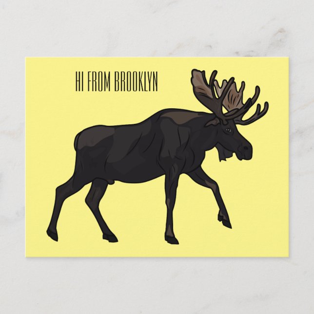 Moose cartoon illustration postcard (Front)