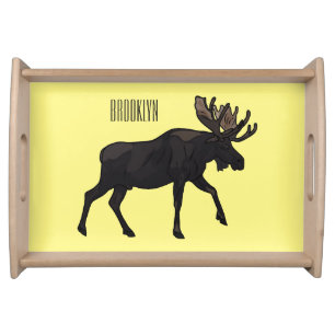 Moose cartoon illustration serving tray
