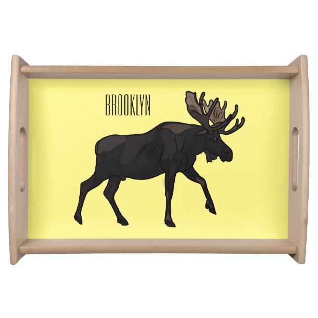 Moose cartoon illustration serving tray (Front)