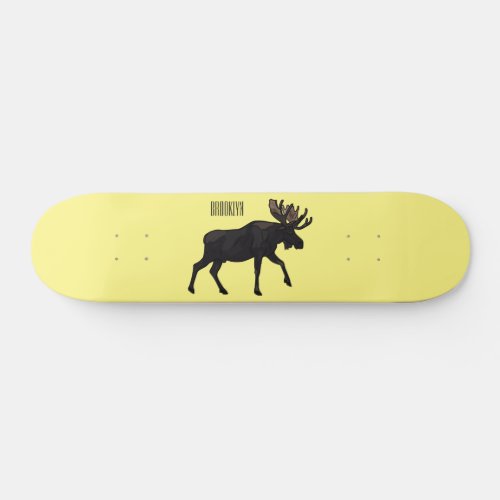 Moose cartoon illustration skateboard
