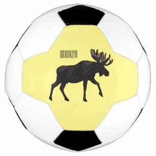 Moose cartoon illustration soccer ball