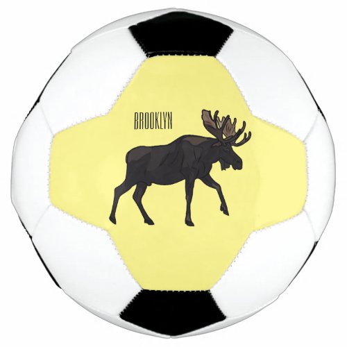 Moose cartoon illustration soccer ball