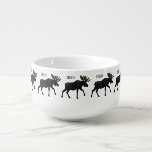 Moose cartoon illustration soup mug