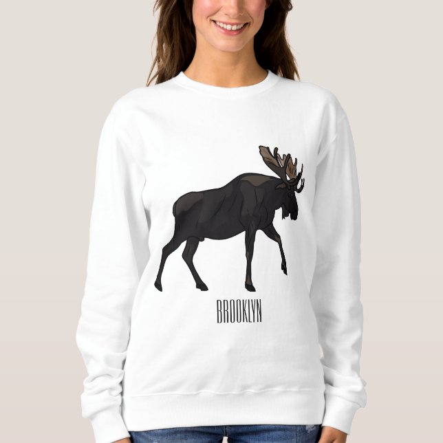 Moose cartoon illustration sweatshirt (Front)