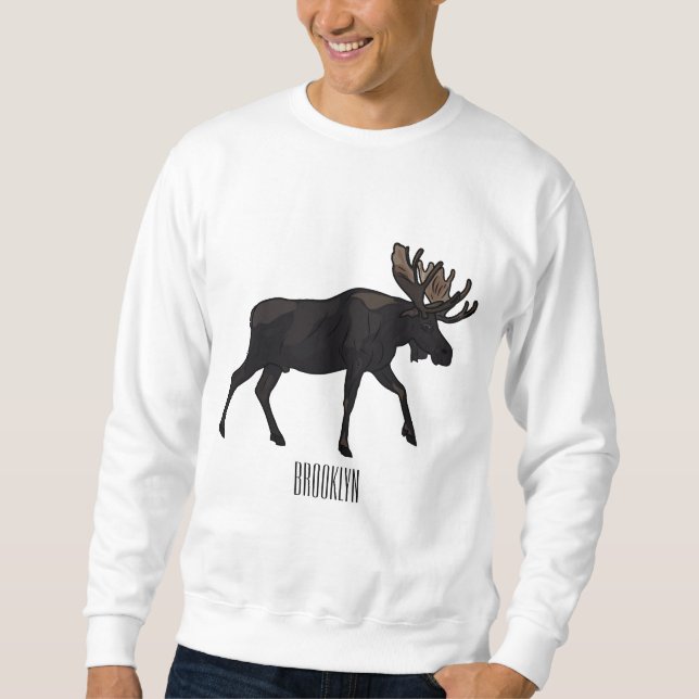 Moose cartoon illustration sweatshirt (Front)