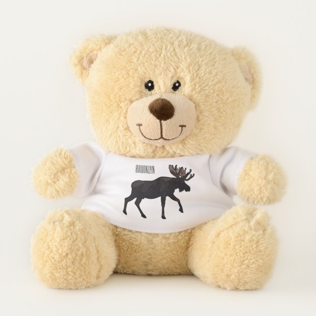Moose cartoon illustration teddy bear (Front)