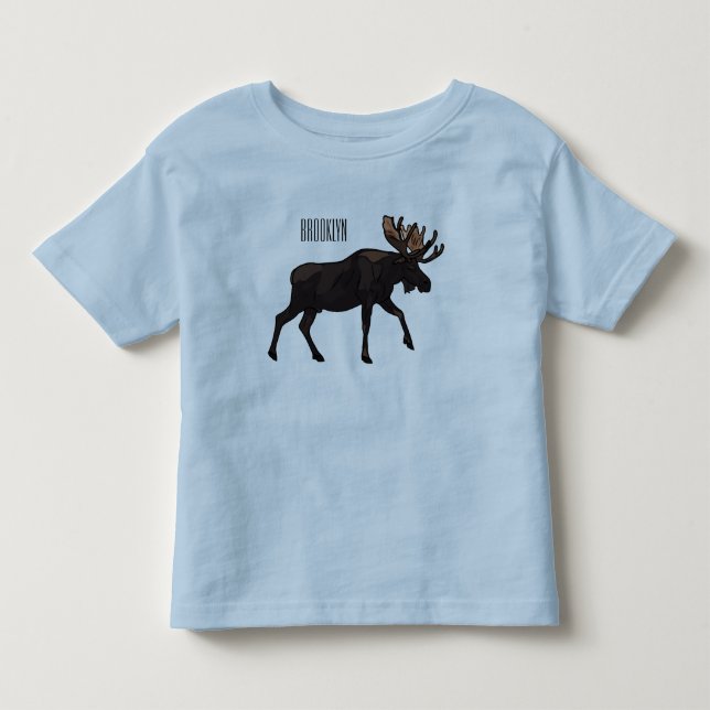 Moose cartoon illustration toddler t-shirt (Front)