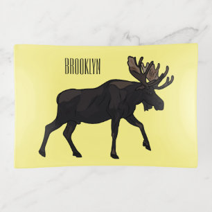 Moose cartoon illustration trinket tray