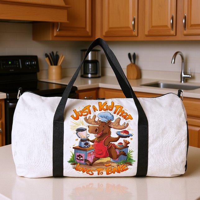 Moose Chef Backing by the Stove Duffle Bag (Creator Uploaded)