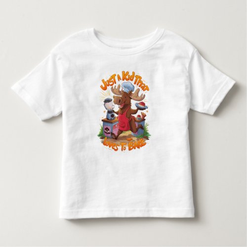Moose Chef Backing by the Stove Toddler T_shirt