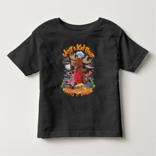 Moose Chef Backing by the Stove Toddler T_shirt