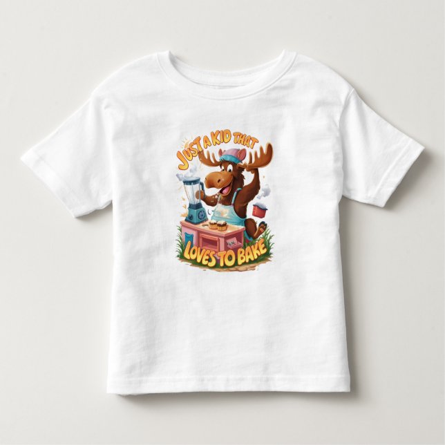 Moose Chef Cooking Up a Storm Toddler T-shirt (Front)