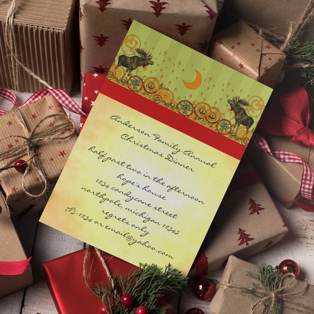 Moose Christmas Dinner Invitation & Party Invites (Creator Uploaded)