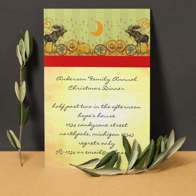 Moose Christmas Dinner Invitation & Party Invites (Creator Uploaded)