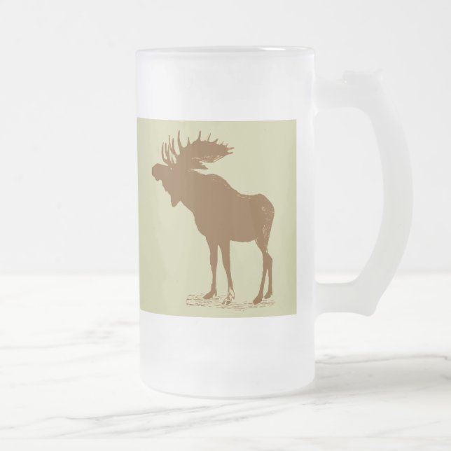 Moose Christmas Frosted Glass Beer Mug (Right)
