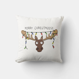 Moose Christmas Funny Cartoon Kids Throw Pillow