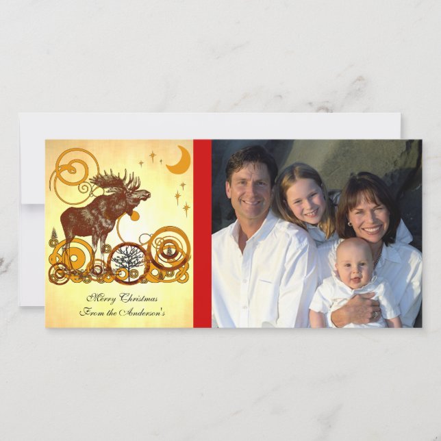 Moose Christmas Holiday Card (Front)